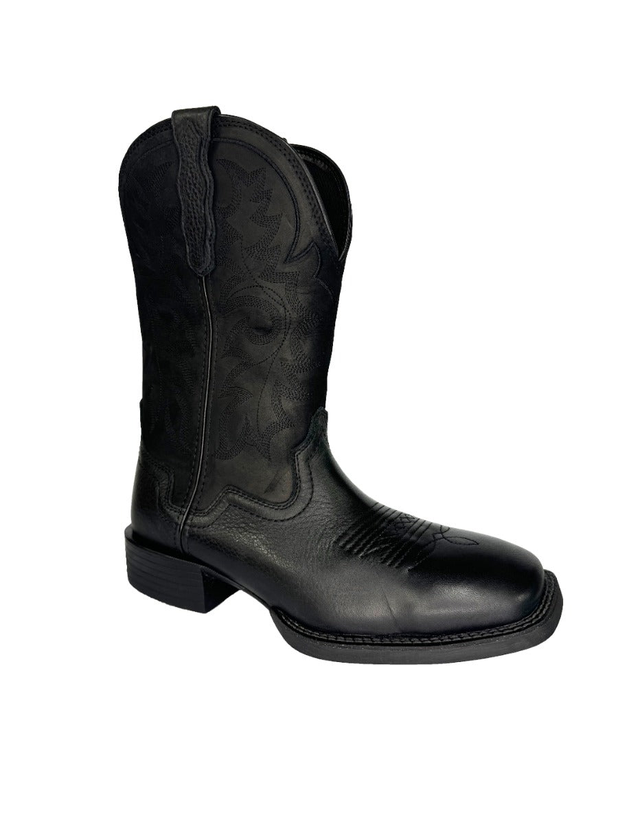 Lebo's 1923 Men's Black Wide Square Toe Western Boots L1000