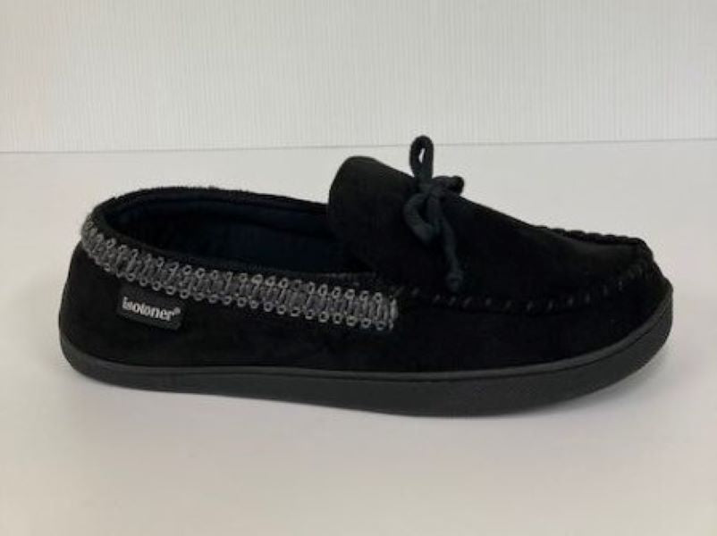 Isotoner Black Faux Fur Men's Slippers V92168BLKAAF
