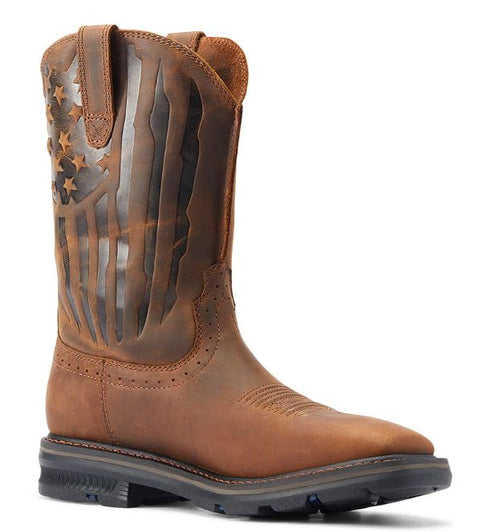 Ariat Sierra Shock Shield Patriotic Brown Mens Western Work Boots 10044505