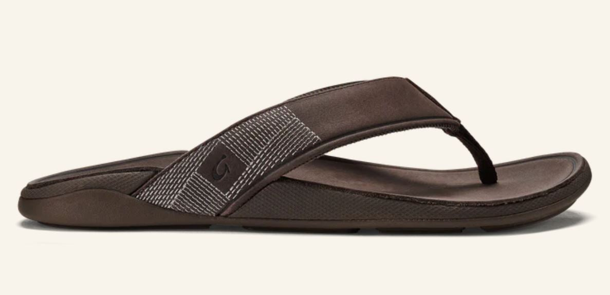 Olukai Dark Wood Tuahine Mens Comfort Sandals 10465-6363