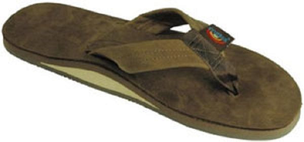 Rainbow Single Layer Dark Brown Leather Mens Sandals 301ALTSO-DKBR-M