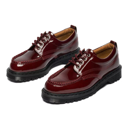 Dr. Martens Lowell Lacquered Leather Moc Toe - Cherry Red