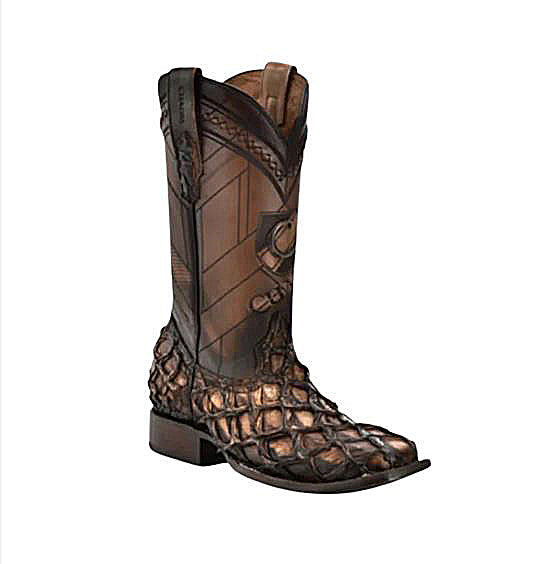 Cuadra Asturias Honey Fish Pirarucu Laser & Woven Square Toe Men's Boots CU789