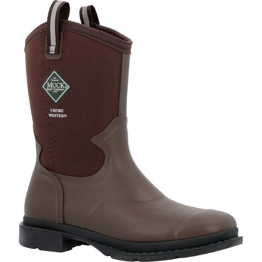 Muck Brown Chore Mid Western Men's 12 inch Square Toe Waterproof Work Boots MCHWM90